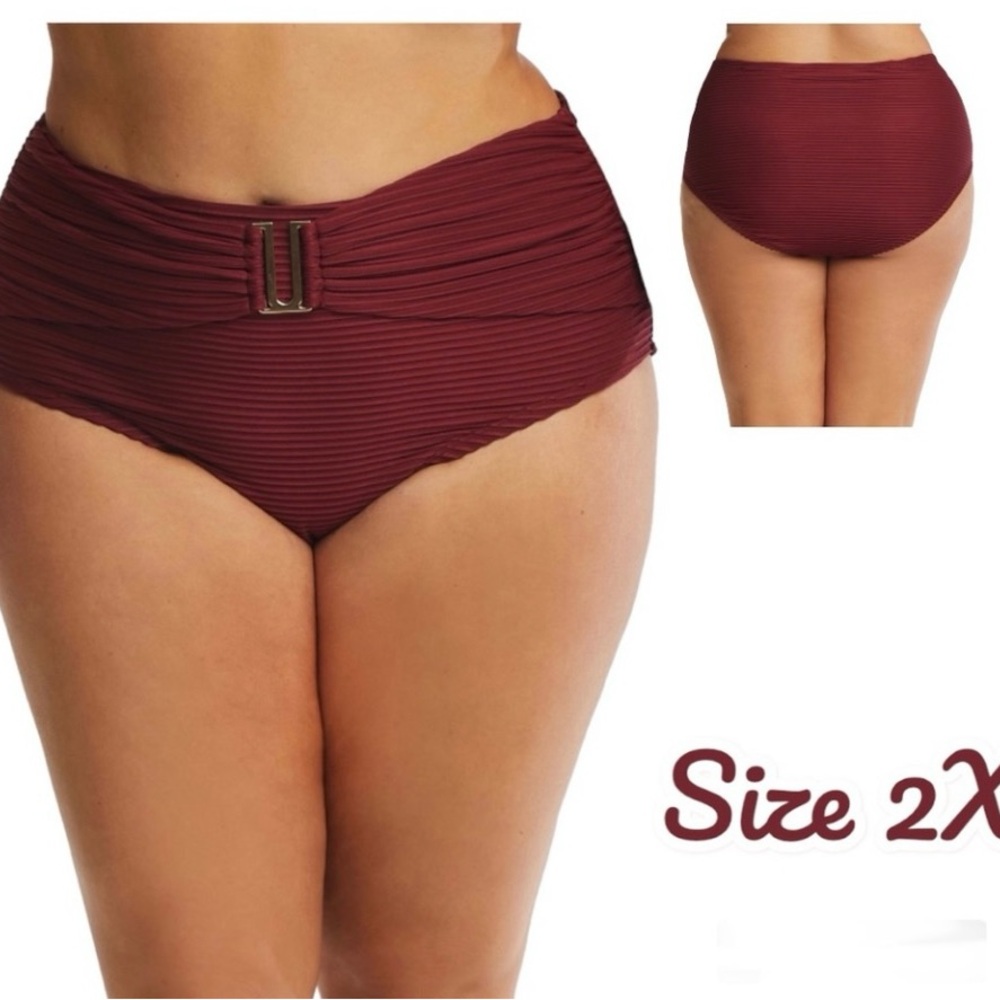 Time and Tru Women's Belted U-Trim Bikini Swimwear Bottom Size 2X (20W-22W)